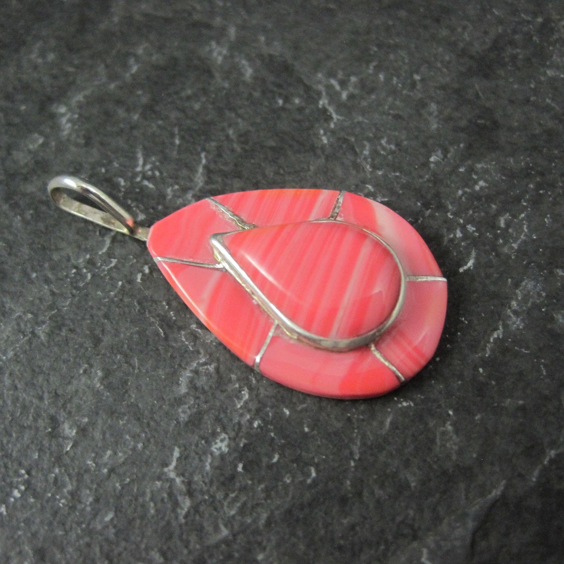 Southwestern Sterling Pink Inlay Pendant