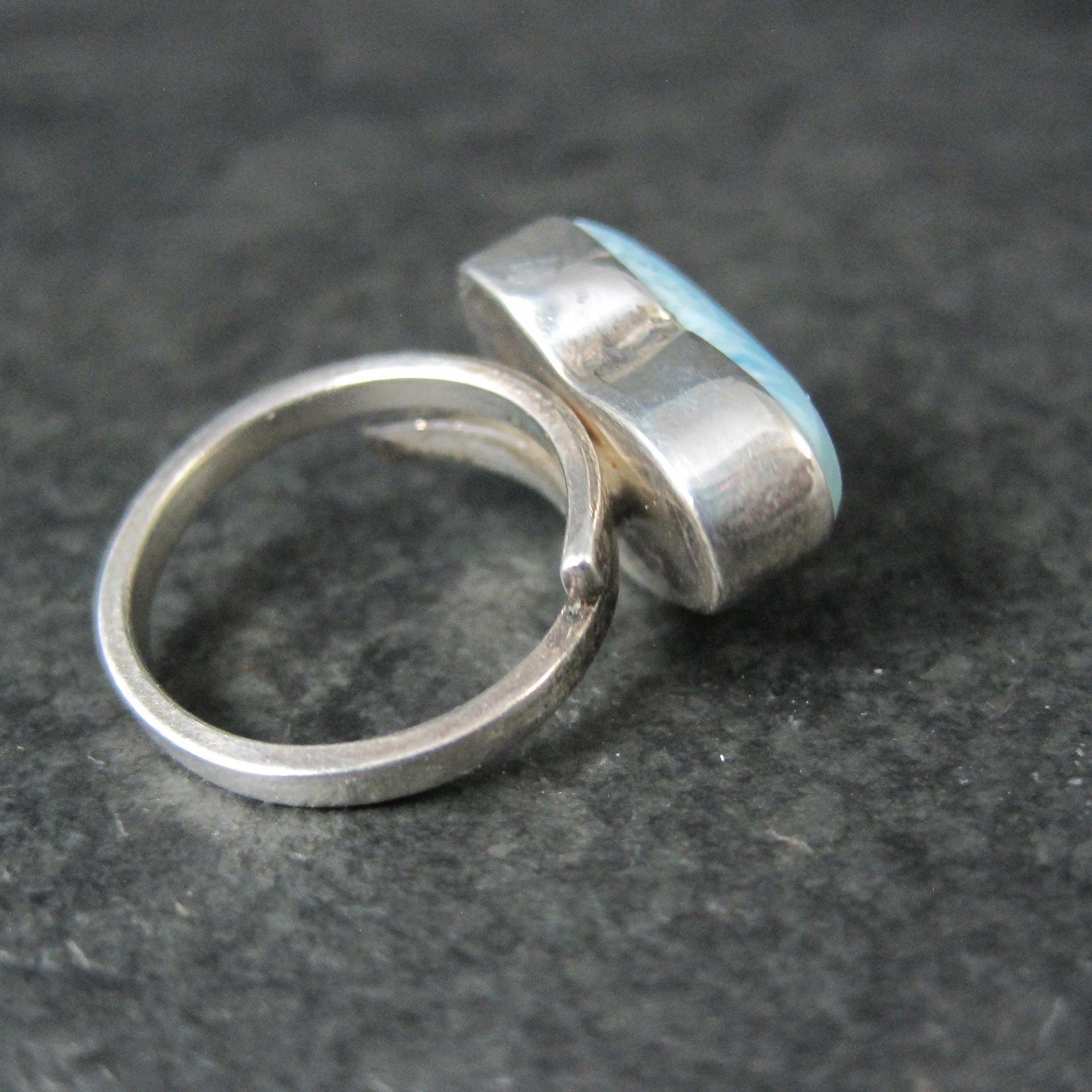 Larimar Heart Ring Sterling Silver Adjustable