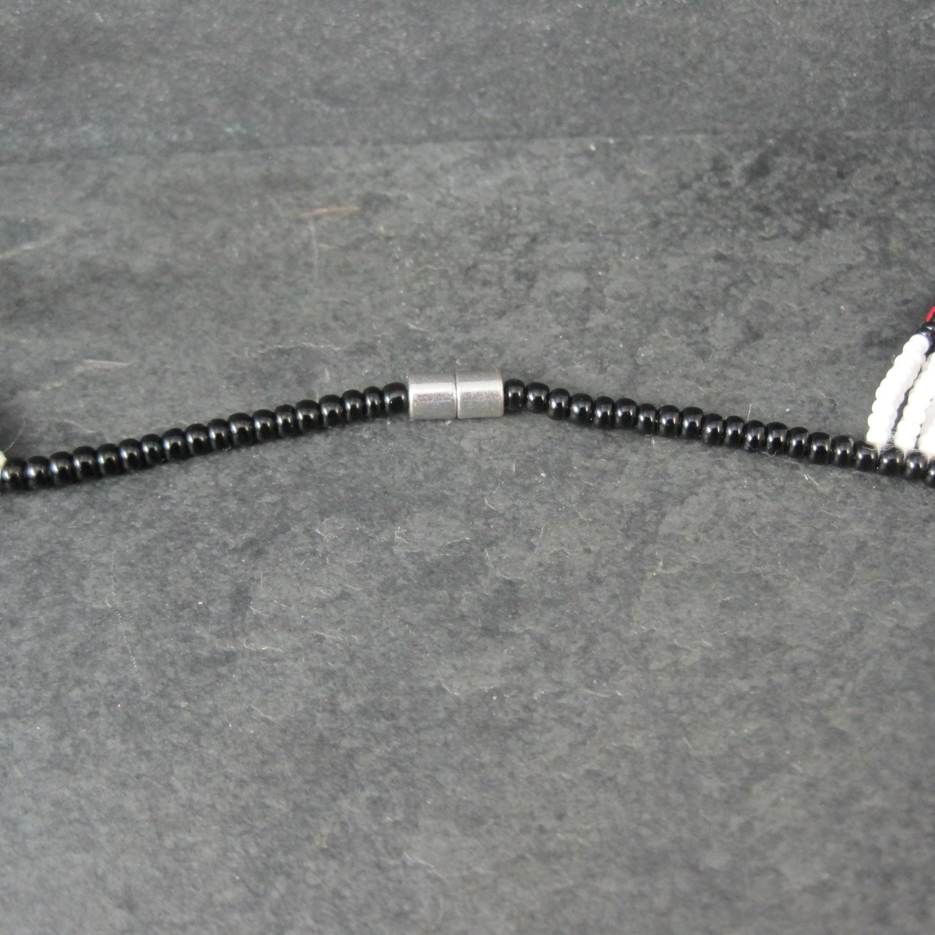 Vintage Black Red White Beaded Collar Necklace
