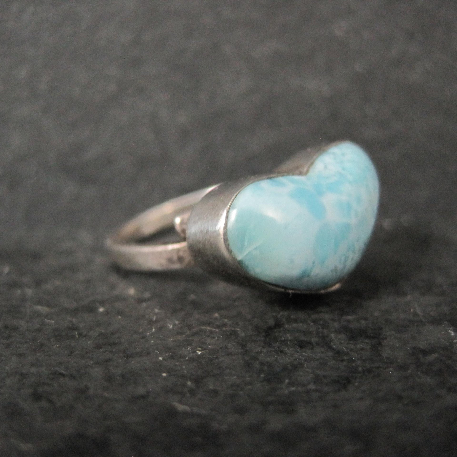 Larimar Heart Ring Sterling Silver Adjustable