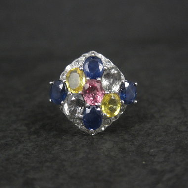 Multi Colored Sapphire Ring Sterling Silver Size 5