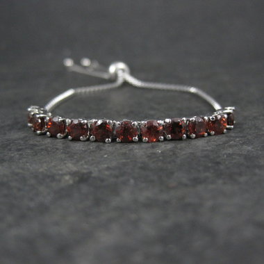Genuine Garnet Bolo Bracelet Stainless Steel