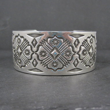 Heavy Thick Native American Sterling Cuff Bracelet 7 Inches Navajo Leander Tahe One of A Kind