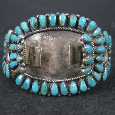 Vintage Zuni Petit Point Turquoise Watch Band Cuff Bracelet 6.5 Inches Judy Wallace