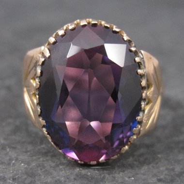 Antique 14K 8.10 Carat Purple Sapphire Ring Size 10.5