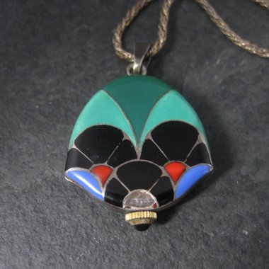 Art Deco Sterling Swiss Enamel Watch Pendant