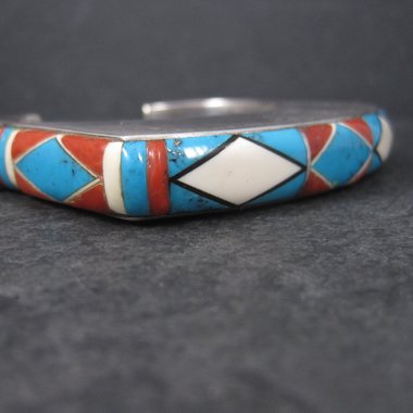Vintage Native American Inlay Cuff Bracelet 7 Inches
