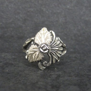 Vintage Black Hills Silver Rose Ring Size 4 