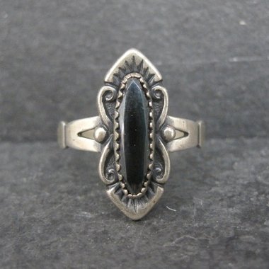 Vintage Southwestern Sterling Hematite Ring Size 6