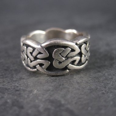 Wide Vintage 90s Sterling Celtic Band Ring Size 5