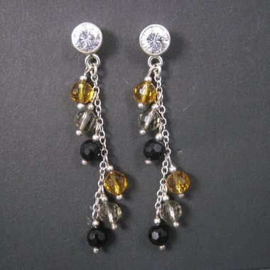 Earthy Sterling Crystal Dangle Earrings