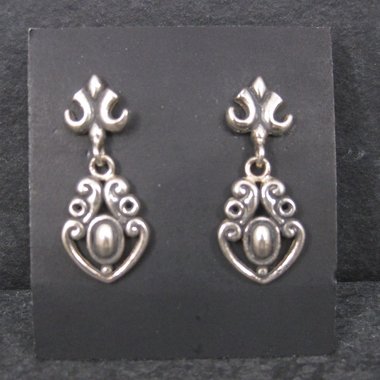 Vintage Sterling Silver Victorian Style Earrings | Antique-Inspired Dangle Earrings | Romantic Old World Jewelry