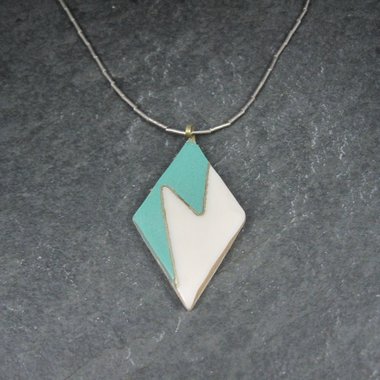 Vintage Southwestern Liquid Silver Necklace Inlay Pendant