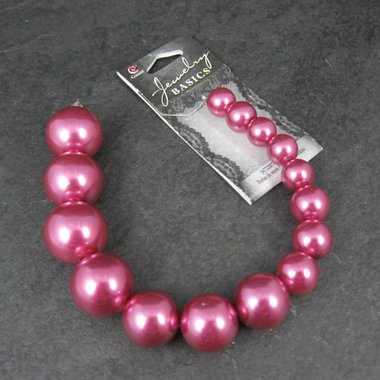 Graduated Pink Glass Pearls Bead Strand Cousins 10-18mm