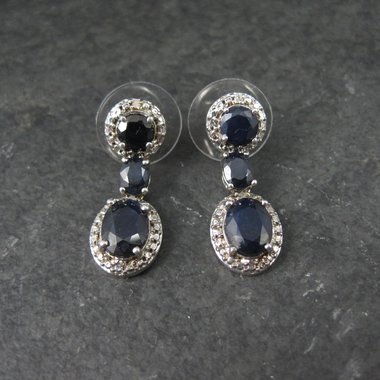 Estate Sterling Sapphire Earrings Silver Cocktail Earrings