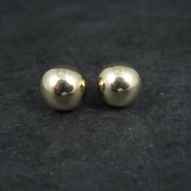 10mm Gold Ball Stud Earrings 14K Gold Filled New Old Stock