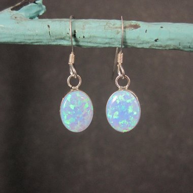 Southwestern Sterling Opal Earrings