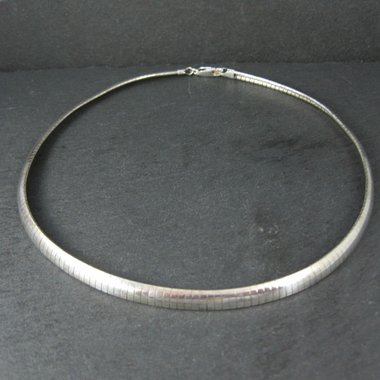 Sterling Silver 6mm Omega Chain Necklace 16" Vintage Italian