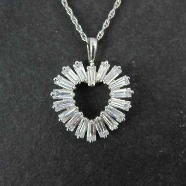 Sterling Silver Baguette Cz Heart Pendant Necklace Ross Simons