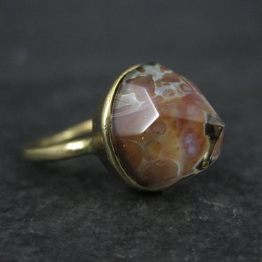 Bronze Art Glass Ring Size 7 One of a Kind