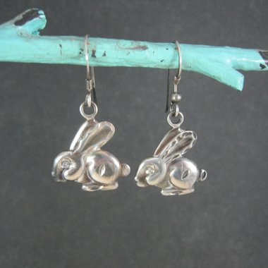 Sterling Rabbit Earrings Vintage Silver Bunny
