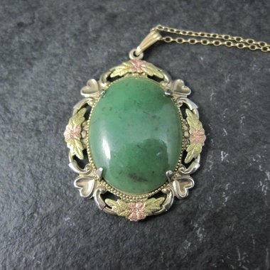 Art Deco 12K Gold Filled Jade Pendant Necklace Lester S Peterson Company