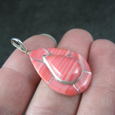 Southwestern Sterling Pink Inlay Pendant