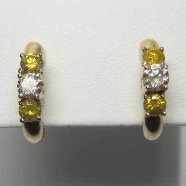 Vintage 14K .70 Ctw Fancy Yellow Diamond Earrings