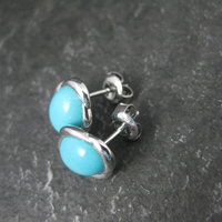 Persian Turquoise Stud Earrings Sterling Silver