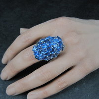 Large Vintage Sapphire Cocktail Ring Size 10