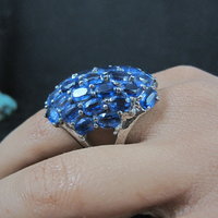 Large Vintage Sapphire Cocktail Ring Size 10
