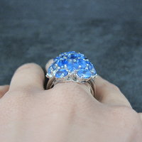 Large Vintage Sapphire Cocktail Ring Size 10
