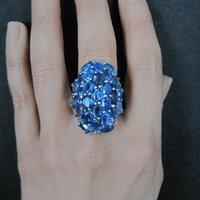 Large Vintage Sapphire Cocktail Ring Size 10