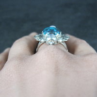 Southwestern Sterling Turquoise and Moonstone Ring Size 7