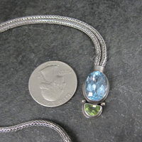 Blue Topaz and Peridot Y Necklace Sterling Silver
