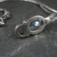 Blue Topaz and Peridot Y Necklace Sterling Silver