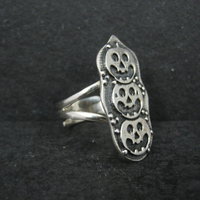 Sterling Silver Halloween Jack O Lantern Pumpkin Ring Adjustable Size 8