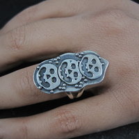 Sterling Silver Halloween Jack O Lantern Pumpkin Ring Adjustable Size 8