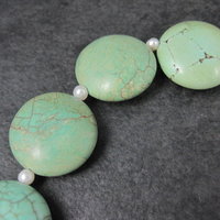 Cloud Mountain Green Turquoise and Pearl Necklace 17"