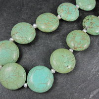 Cloud Mountain Green Turquoise and Pearl Necklace 17"