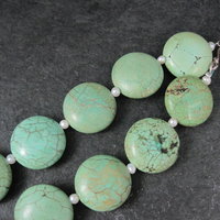 Cloud Mountain Green Turquoise and Pearl Necklace 17"