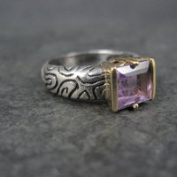 Vintage Sterling 14K Amethyst Ring Size 7 Clyde Duneier