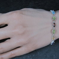 Sterling Silver Multi Gemstone Bolo Bracelet