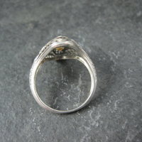 Vintage Sterling Silver Filigree Citrine Ring Size 6 Art Deco Reproduction