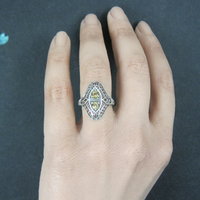 Vintage Sterling Silver Filigree Citrine Ring Size 6 Art Deco Reproduction