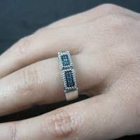 Sterling Silver Blue Diamond Band Ring Size 8