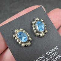Southwestern Sterling Topaz Stud Earrings