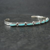 Zuni Petite Point Turquoise Cuff Bracelet 6.5" 