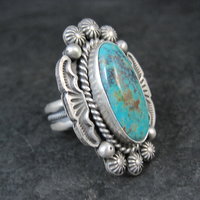 Michael Calladitto Navajo Turquoise & Sterling Silver Ring Size 8