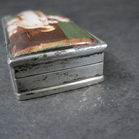 Vintage English Sterling Enamel Pill Box Art Nouveau